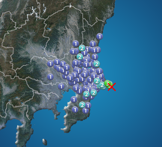 茨城県・千葉県で震度3の地震発生