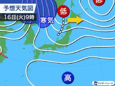 北海道　週はじめの暖かさは束の間　16日(火)夜から再び雪に