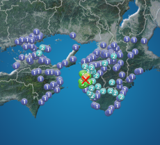 地震速報　和歌山県北部で震度5弱　津波の心配なし