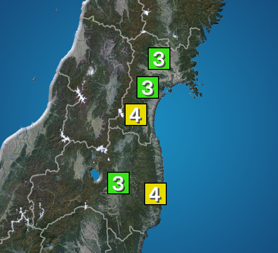 福島県・宮城県で震度4の地震発生