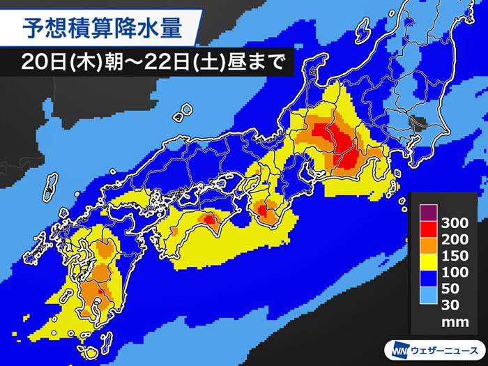 梅雨前線北上で西日本〜東日本は大雨のおそれ　線状降水帯発生のリスクも