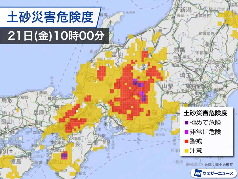 東海地方で土砂災害の危険性高まる　午後にかけて厳重な警戒を