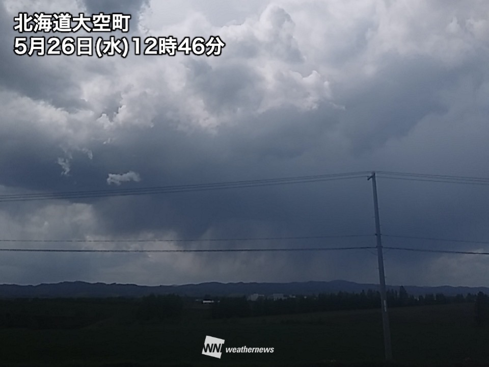 北海道は夕方にかけて急な雨、落雷、ひょうに注意