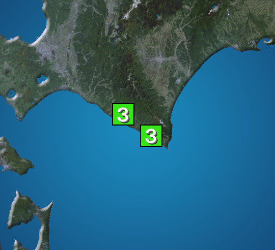 道南で震度3の地震発生