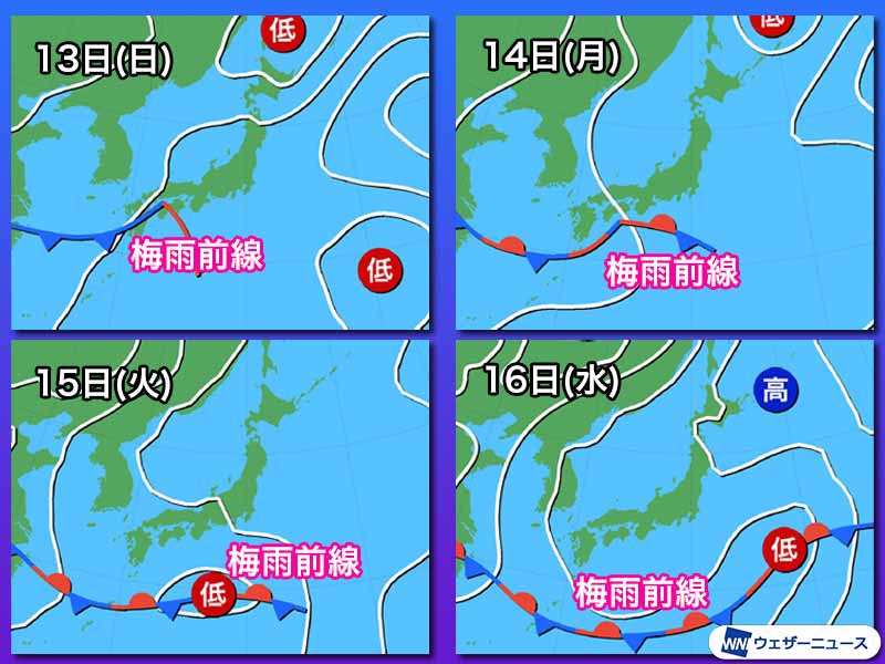 関東の梅雨入りは難しいパターン　梅雨前線の北上は一時的