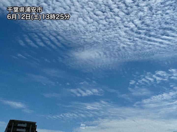 青空に広がるうろこ雲や波状雲　関東は日差し戻り気温も上昇