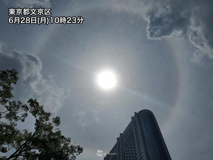 関東、東海の空にハロ　天気下り坂のサイン