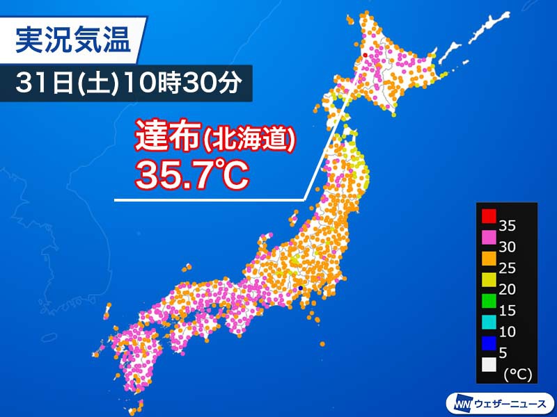 7月最終日も暑さに衰えなし　15道県に熱中症警戒アラート