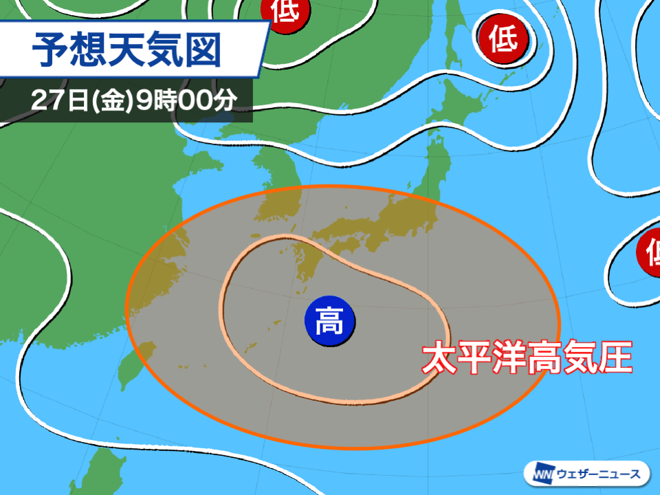 厳しい暑さは週末まで　東京は28日(土)まで35℃の予想