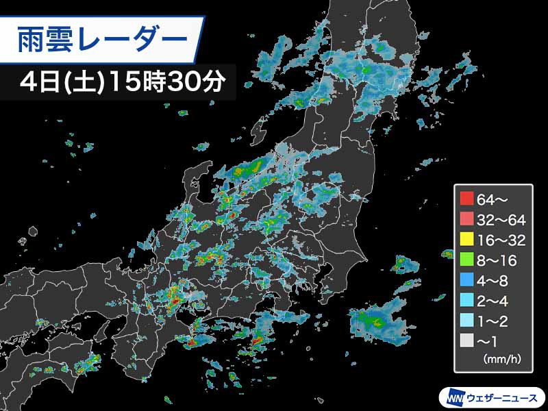 東海、北陸で局地的に激しい雨　関東も今夜にかけて雨が強まる