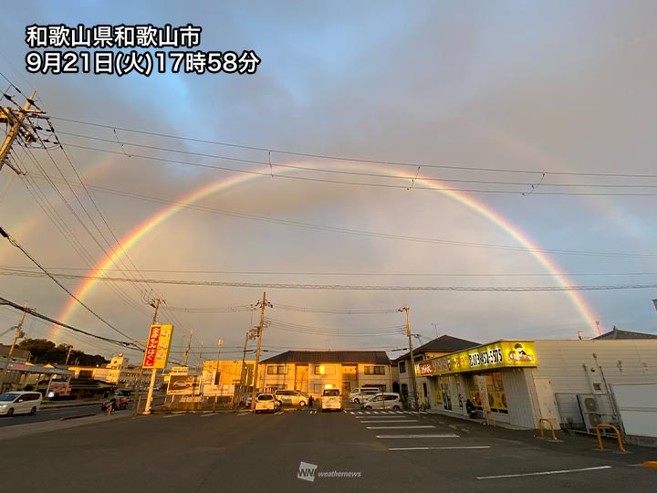 大阪や和歌山など近畿各地で虹　ダブルレインボーも出現