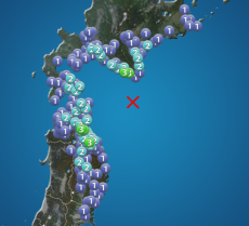 道南・青森県で震度3の地震発生