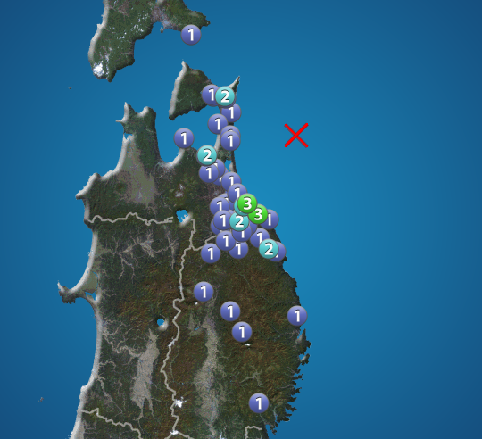 青森県で震度3の地震発生