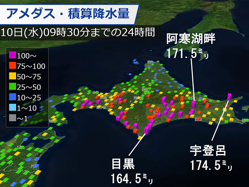 北海道で大雨、釧路市内には避難指示【警戒レベル4】も