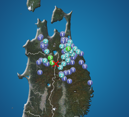 岩手県で地震　秋田県・青森県で震度3　津波の心配なし