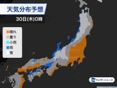 北陸など日本海側でも雨、路面悪化や雪崩に注意