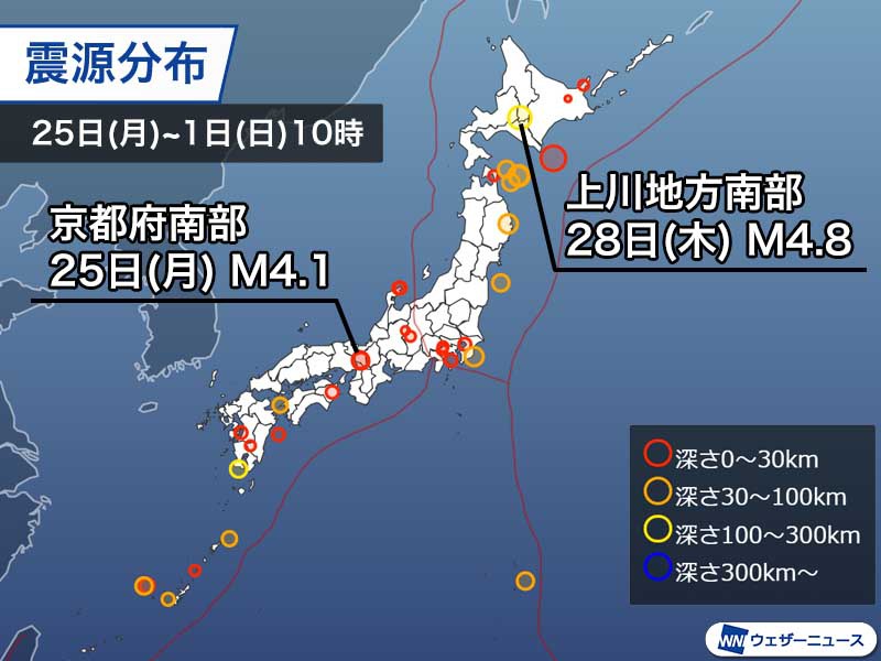 週刊地震情報 2022.5.1　京都府南部で震度3が2回　3月末から活動が活発