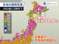北海道で今年初の真夏日　朝から30℃近く上がったところも