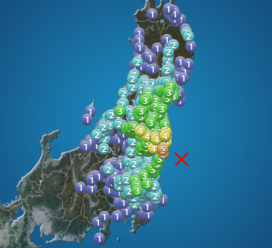 茨城県沖で地震　福島県いわき市で最大震度5弱　津波の心配なし