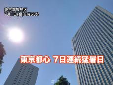 東京は7日連続の猛暑日を記録　過去最長まであと1日に迫る