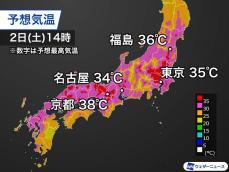 東京の連続猛暑日、最長なるか　明日は関東や近畿で危険な暑さに