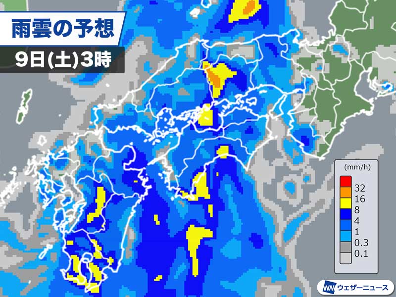 西日本で激しい雨　明日早朝にかけて中国・四国地方で冠水や河川増水のおそれ