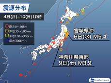 週刊地震情報 2022.7.10　宮城県沖で5か月ぶりにM5以上の地震　最大震度は4を観測