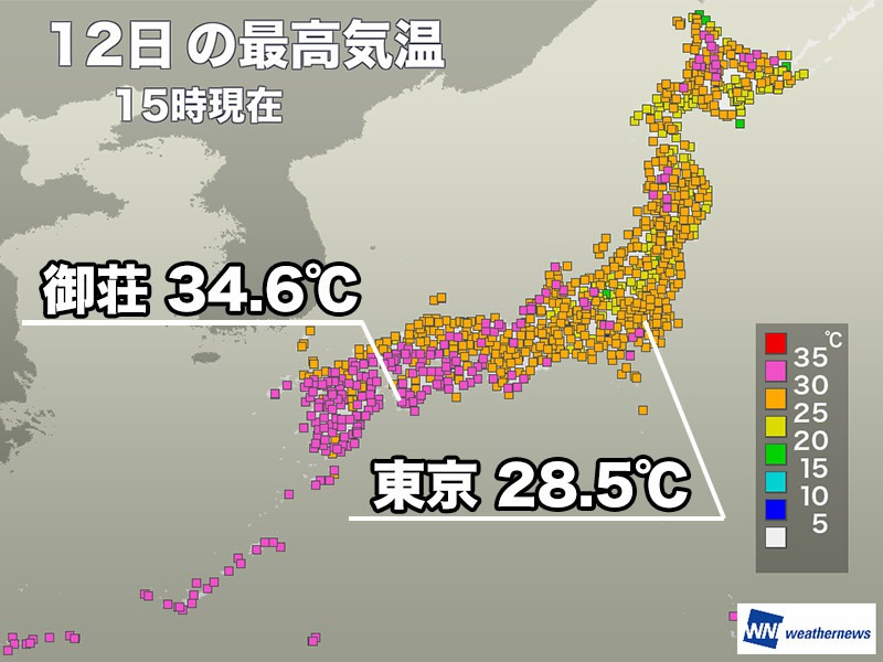 東京は8日ぶりに30℃未満　猛暑日地点はなし