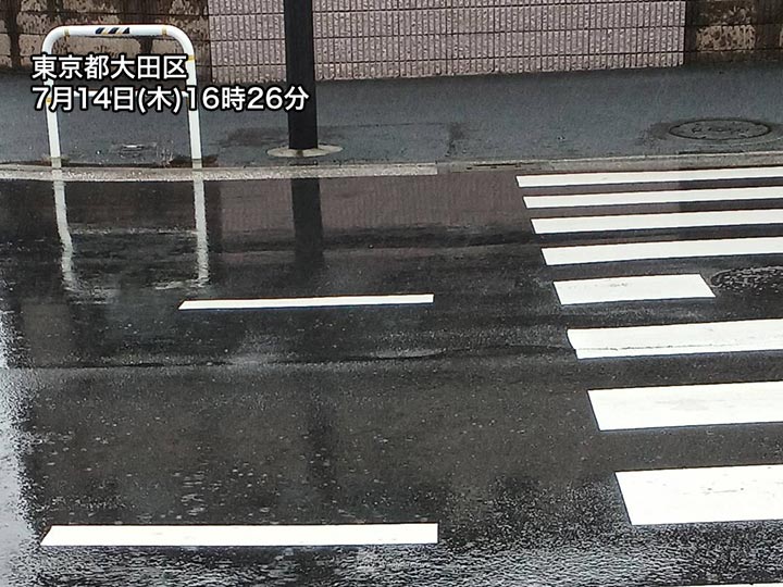 東京都内で本降りの雨　今夜から明日朝は関東で土砂降りの所も