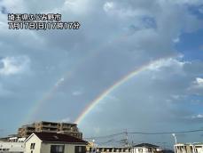埼玉県でダブルレインボー　ゲリラ雷雨の後に二重の虹が出現