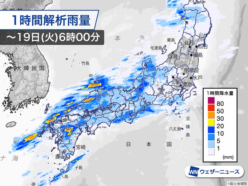 西日本で大雨　河川の氾濫や土砂災害などに警戒を