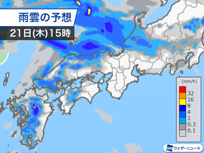 西日本の日本海側中心に雷雨注意　雨のエリアはだんだんと東へ