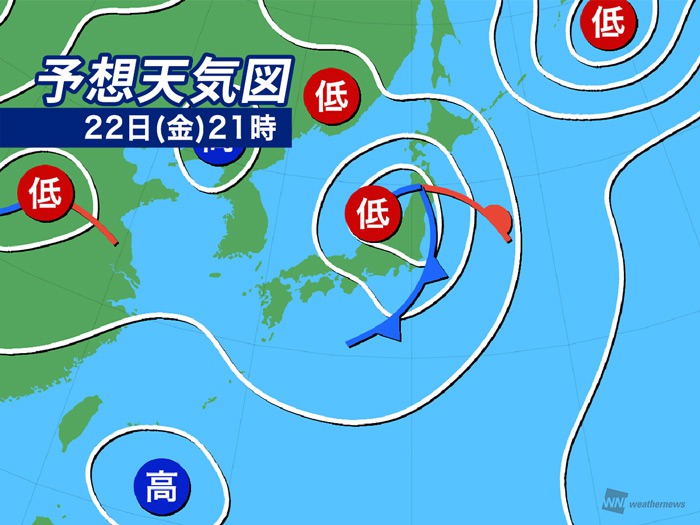 低気圧接近で北日本や北陸で雨　午後は西日本も天気急変に注意