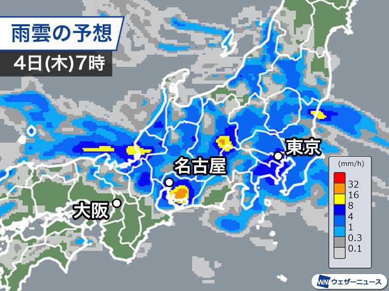 明日は関東から近畿で雨　猛烈な暑さはようやく一息