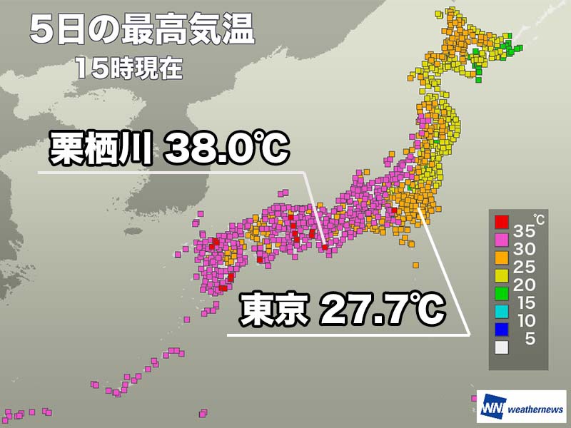 東京都心は今日も30℃に届かず　西日本は厳しい暑さ