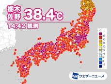 東北〜九州で猛暑日　東京八王子などで38℃超の危険な暑さに