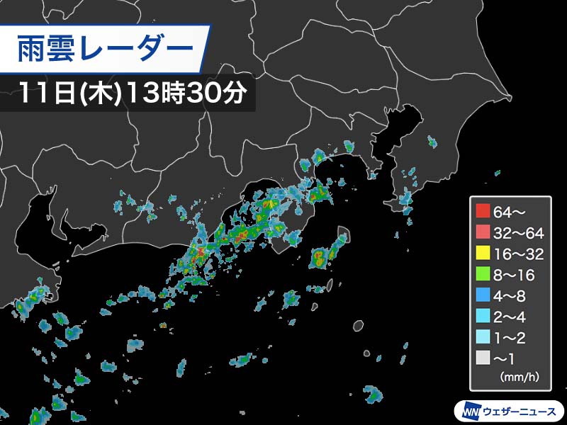 関東南部から静岡で局地的に雨　東京都心もにわか雨の可能性