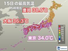 西日本で体温超えの気温　明日は関東で暑さのピーク