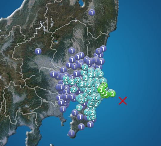 千葉県東方沖でM5.0の地震　千葉県と茨城県で震度3　津波の心配なし