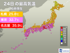 東海で特に厳しい暑さに　明日も関東以西は蒸し暑い