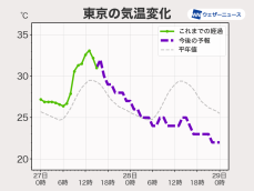明日の関東は雨で季節が前進　昼は東京で25℃前後の予想
