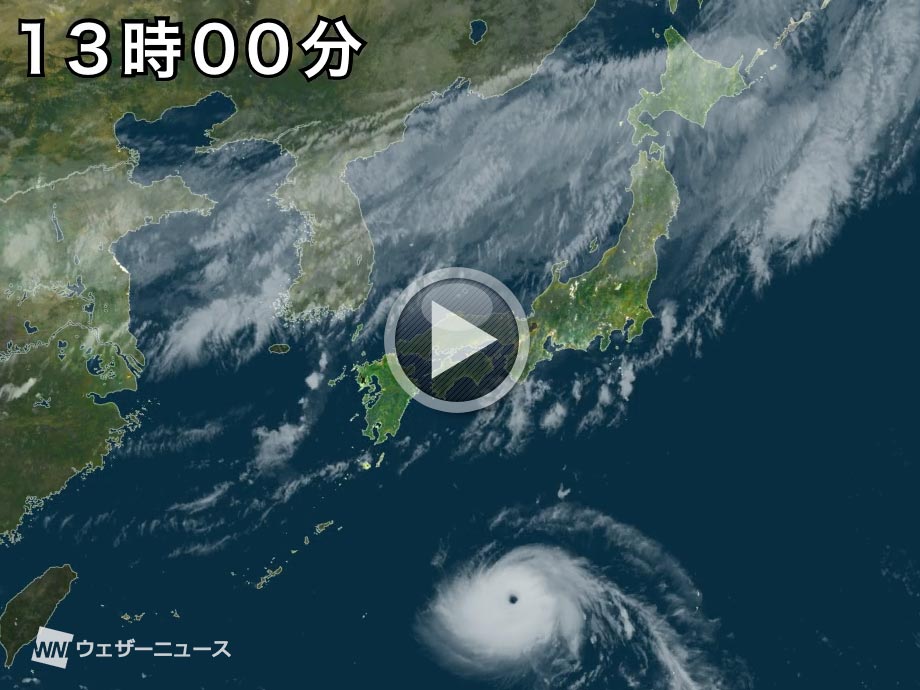 ＜動画＞気象衛星ひまわり8号から見た台風11号の「台風の目」