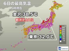 フェーン現象で金沢は38.5℃　120年前に並ぶ観測史上1位