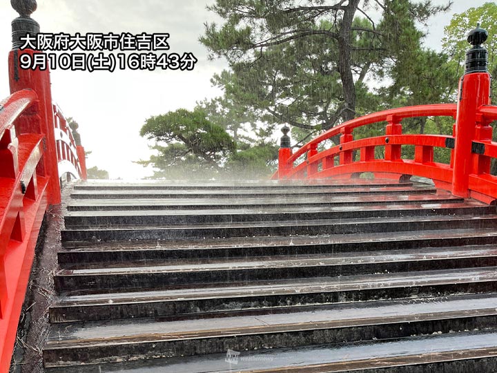 大阪周辺で雨雲が発達　近畿や四国で局地的に強雨