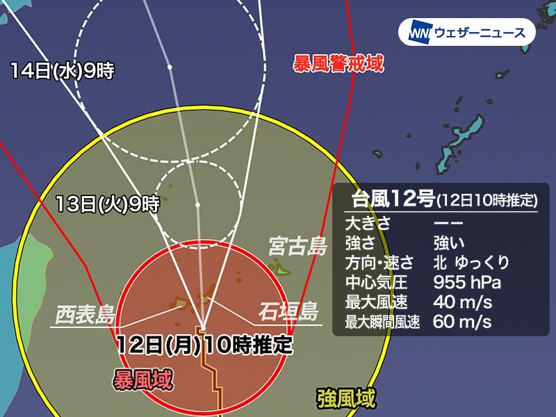 台風12号　沖縄・先島諸島は暴風雨が続く　明日にかけて荒天に厳重警戒