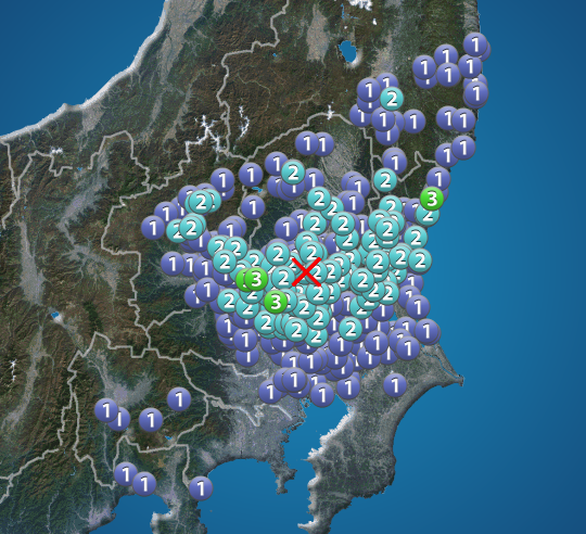 栃木県南部でM4.3の地震　埼玉・茨城・栃木で震度3　津波の心配なし