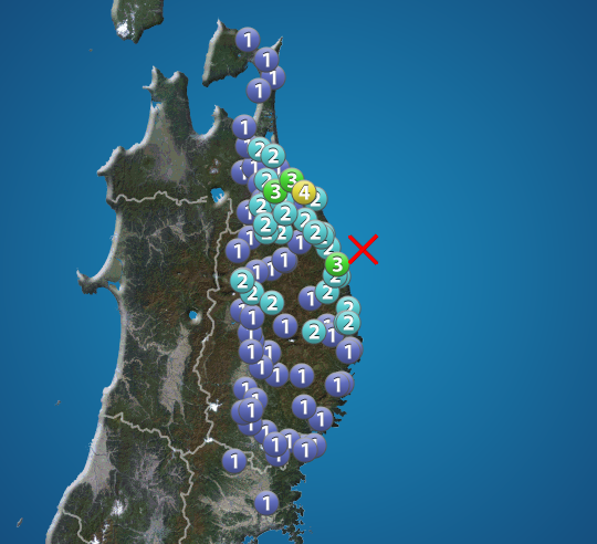 青森県で震度4　震源地は岩手県沖　津波の心配なし　M4.4