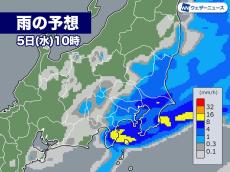 明日の関東は本降りの雨　その後も曇りや冷たい雨の日が続く