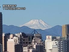 東京都内からもクッキリ富士山　雪化粧した姿見せる