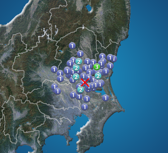 茨城県南部でM3.6の地震　最大震度3　津波の心配なし